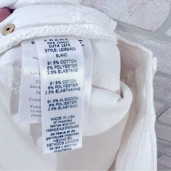 Frame Denim Le Skinny de Jeanne Raw Stagger Hem Jeans in Blanc Size 24 - Picture 12 of 12
